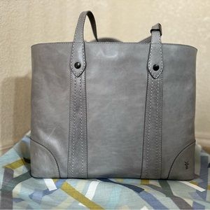 Frye Melissa Leather Shopper Tote Shoulder Bag Ash Light Gray Retail  $358